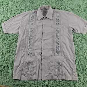 Chic Elegant Vintage Button Up Embroidered Shirt Mens Large Y2k